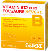 VITAMIN B12 PLUS Folsäure Hevert a 2 ml Ampullen