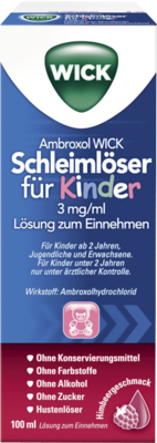 AMBROXOL WICK Schleimlöser f.Kind.3mg/ml L.z.Einn.